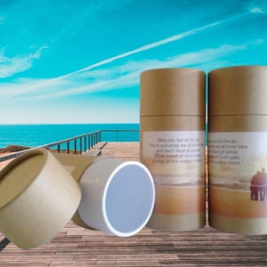 SET OF THREE Eco-Friendly Cremation Urn Scattering Tubes w/Telescopic Lids - Natural/Biodegradable - Style &quot;Serenity&quot;