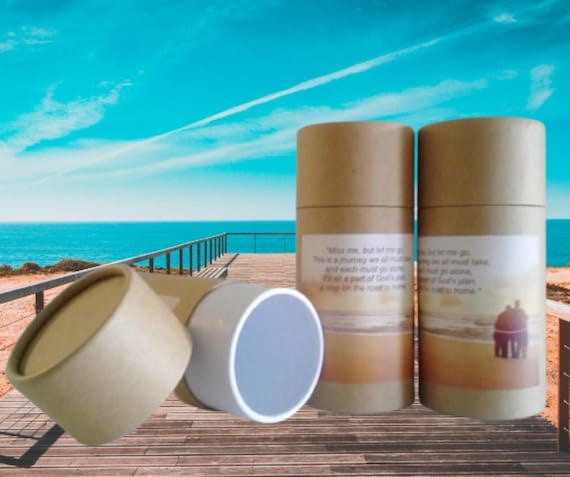 SET OF THREE Eco-Friendly Cremation Urn Scattering Tubes w/Telescopic Lids - Natural/Biodegradable - Style "Serenity"