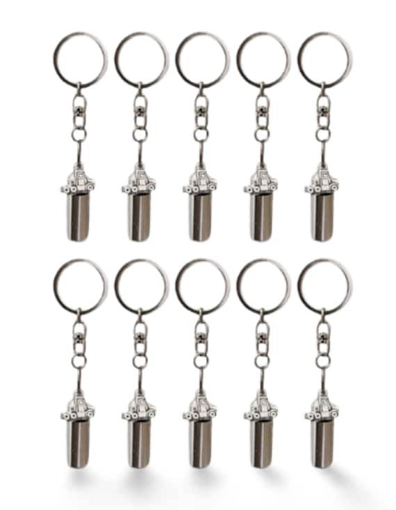 Set of TEN Cremation Urns on Swivel Steel Keychains with 18-Wheeler / Semi-Trucks - Memorial Jewelry, Cremation Keepsake, Personalized Urn