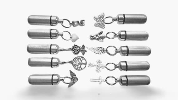 Memorial Urn Necklaces, Brushed Silver   (Set of 10 Ash Keepsake Pendants)