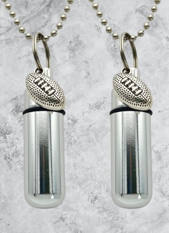 Set of TWO FOOTBALL CREMATION Urn Necklaces - Memorial Urns, Ashes Necklace, Urn Keepsake, Child Urn, Urn for Human Ashes, Loss of Loved One