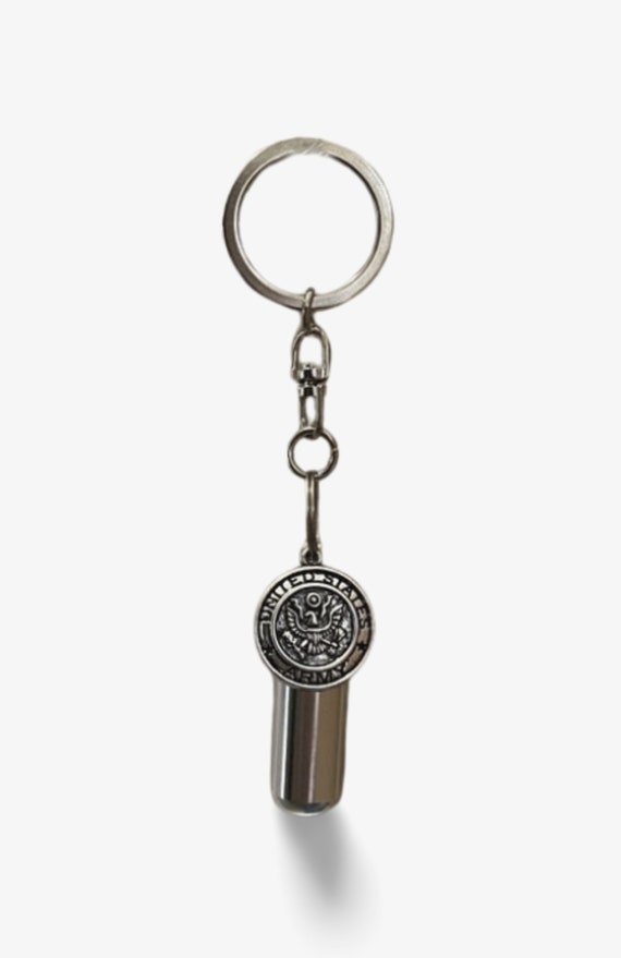 Military Cremation Urns on Swivel Steel Keychains with ARMY MEDALLION - Memorial Jewelry, Cremation Keepsake, Personalized Urn, Pet Urn