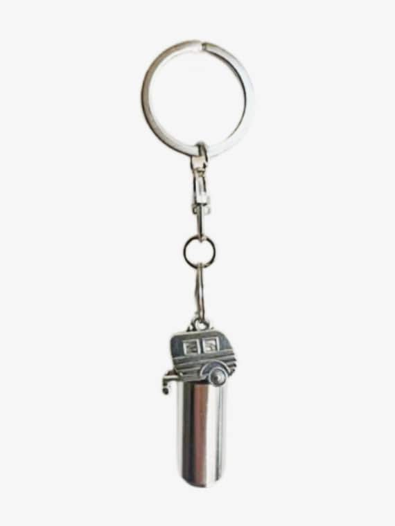 Silver Camper/RV/Trailer CREMATION URN on Swivel Stainless Steel Keychain - Memorial Jewelry, Ashes Keepsake, Pet Urn