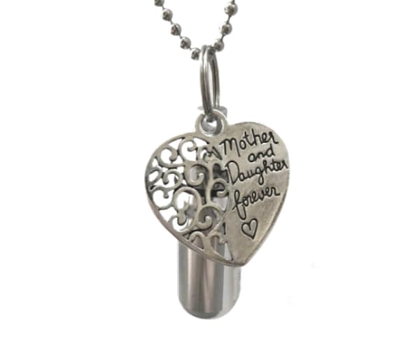 Personal Cremation Urn "Mother and Daughter Forever",  Memorial Keepsake, Urn Necklace, Mourning Jewelry, Mom Urn, Mother Urn, Daughter Urn