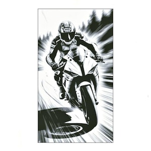 Kreuzstichmuster: Mann auf einem Motorrad, Biker-Ornament, Malvorlagen (PDF)