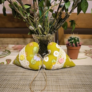 Heart Easter Heart Spring festive Heart Easter decor Heart Easter fabric Heart On a pendant Fabric green Heart Organza bag Handmade
