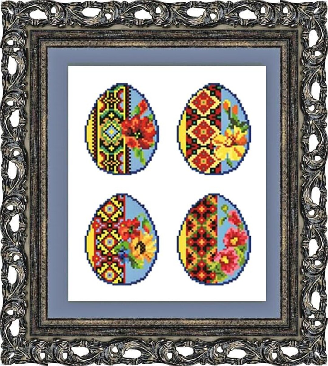 Set of 4 Cross-stitch Patterns for Easter Eggs Ukrainian Pysanka ...