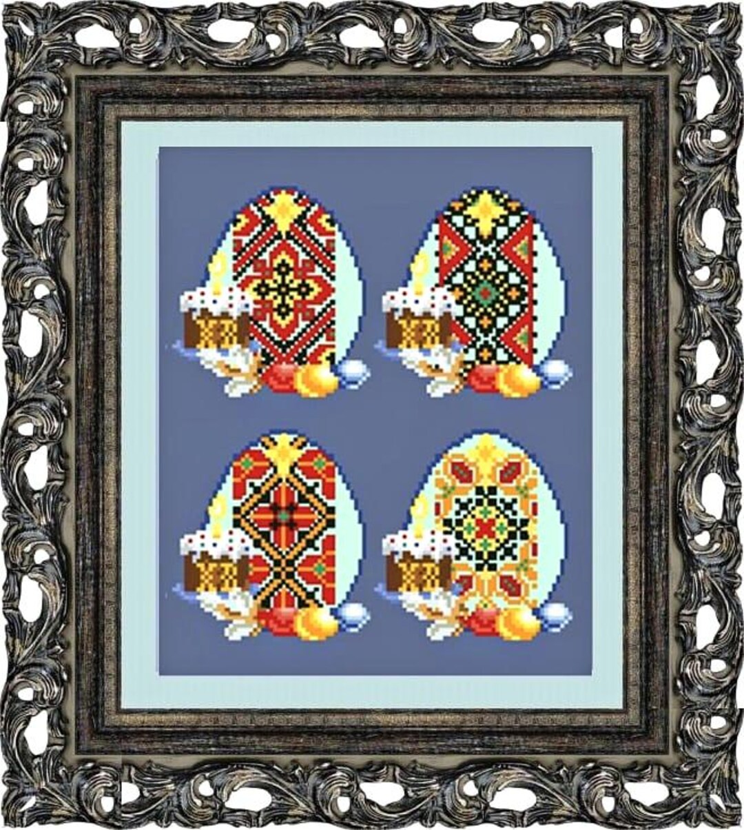 Set of 4 Cross-stitch Patterns for Easter Eggs Ukrainian Ornament ...
