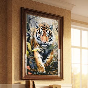 Cross Stitch Pattern Luxury Majestic Tiger in Mist, Large Animal Embroidery Chart, Wildlife Needlepoint Design, Digital PDF, XSD