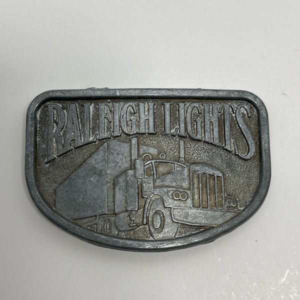 Vintage 1980's Truckers Belt Buckle Raleigh Lights Cigarettes