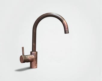 Rustic Copper Kitchen Faucet – Farmhouse Brass Sink Tap for Bar & Bathroom