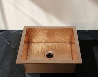 Handmade Hammered Copper Bar Sink, Undermount Kitchen Prep Sink