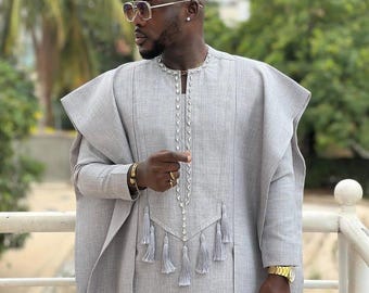2pcs African men Agbada, Groom&#39;s suit, Agbada for wedding, African traditional outfit, Birthday party suit, Embroidery Agbada Sokoto