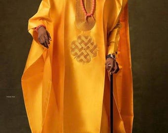 Item 421_ Tolu 3piece African men Yellow-gold Agbada/ Agbada for wedding/men traditional outfit/Men&#39;s wedding suit/Handmade clothing/ Gift