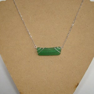 Emerald Green Sea Glass Necklace -  Sterling Silver Wire Wrapped