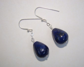 Lapis Earrings, Blue Lapis Lazuli Earrings, Cobalt Blue Earrings - Sterling Silver