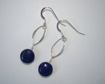 Blue Lapis Earrings, Lapis Lazuli Earrings, Cobalt Blue  - Sterling Silver