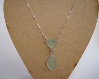 Seafoam Sea Glass Necklace - Sterling Silver Sea Glass Jewelry - Beach Glass Pendant