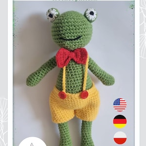 Frog, frog crochet pattern, amigurumi frog, frog toy, pattern in PDF, ENG, DE, crochet frog, digital pattern