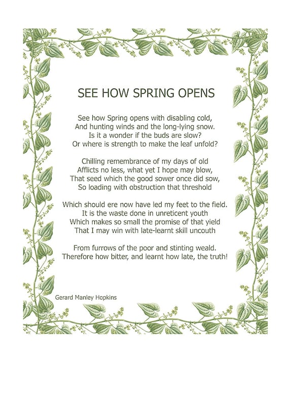 Spring Gerard Manley Hopkins Religious Poem Typography Art | Etsy