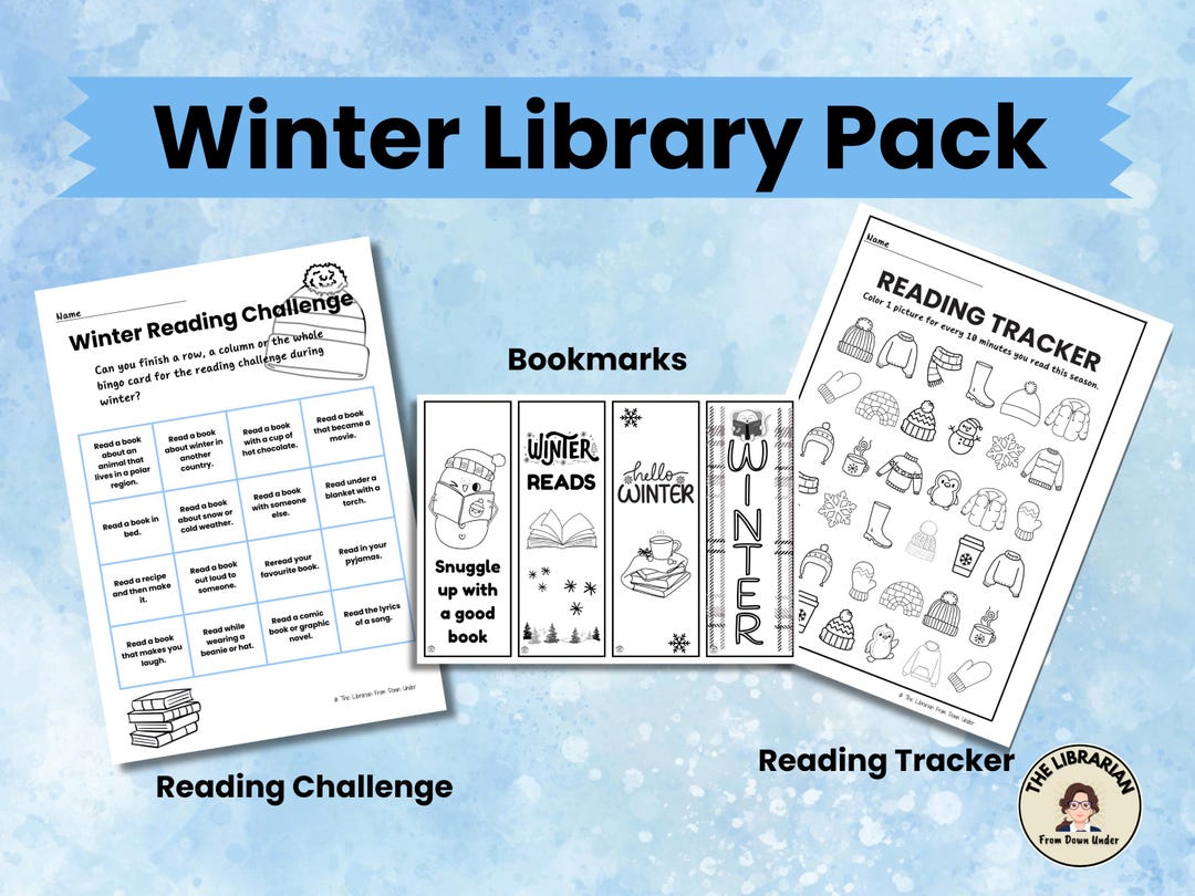 Winter Library Program Pack Bookmarks Posters Reading Challenge Tracker ...