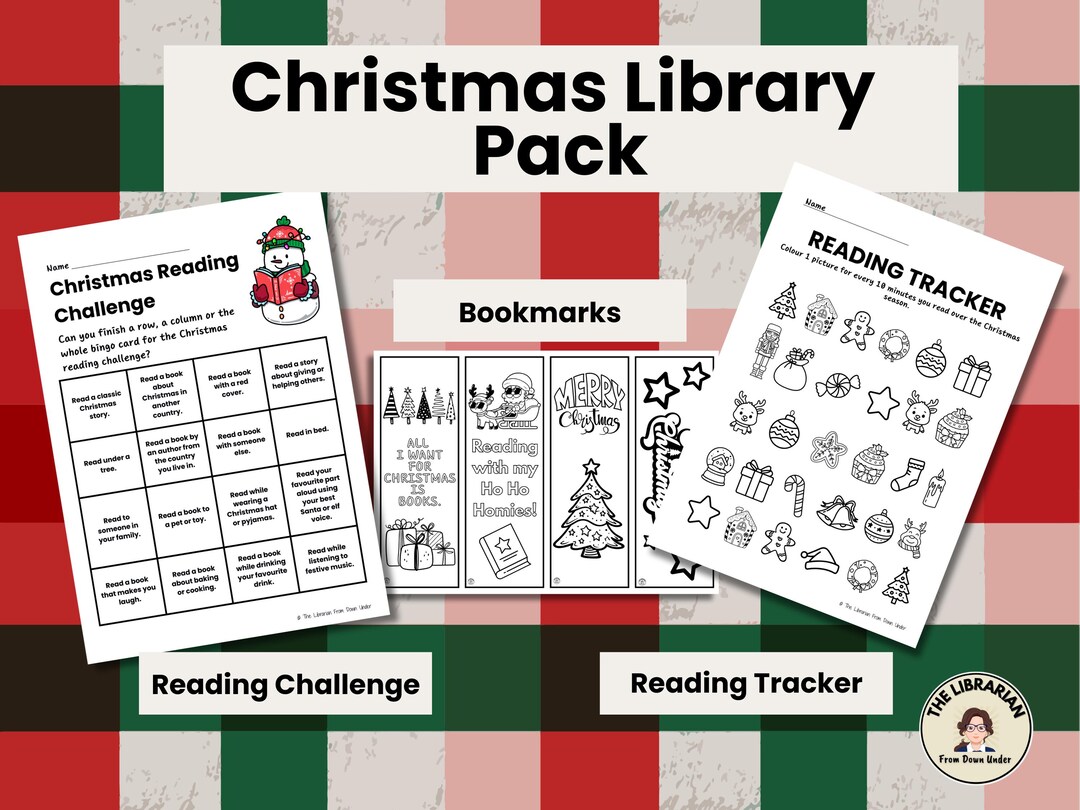 Christmas Library Activity Pack: Reading Games, Coloring Pages (digital ...