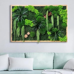 Moss wall art, Moss wall, Green wall, Moss frame, Preserved moss, Wall art, Nature room decor, Moss picture, Eco-friendly home decor