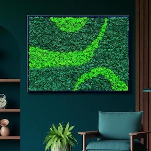 Green wall art, Plant wall decor, Living wall, Moss art, Preserved moss,   Preserved plants, Moss wall art, Moss art panel, Custom moss wall