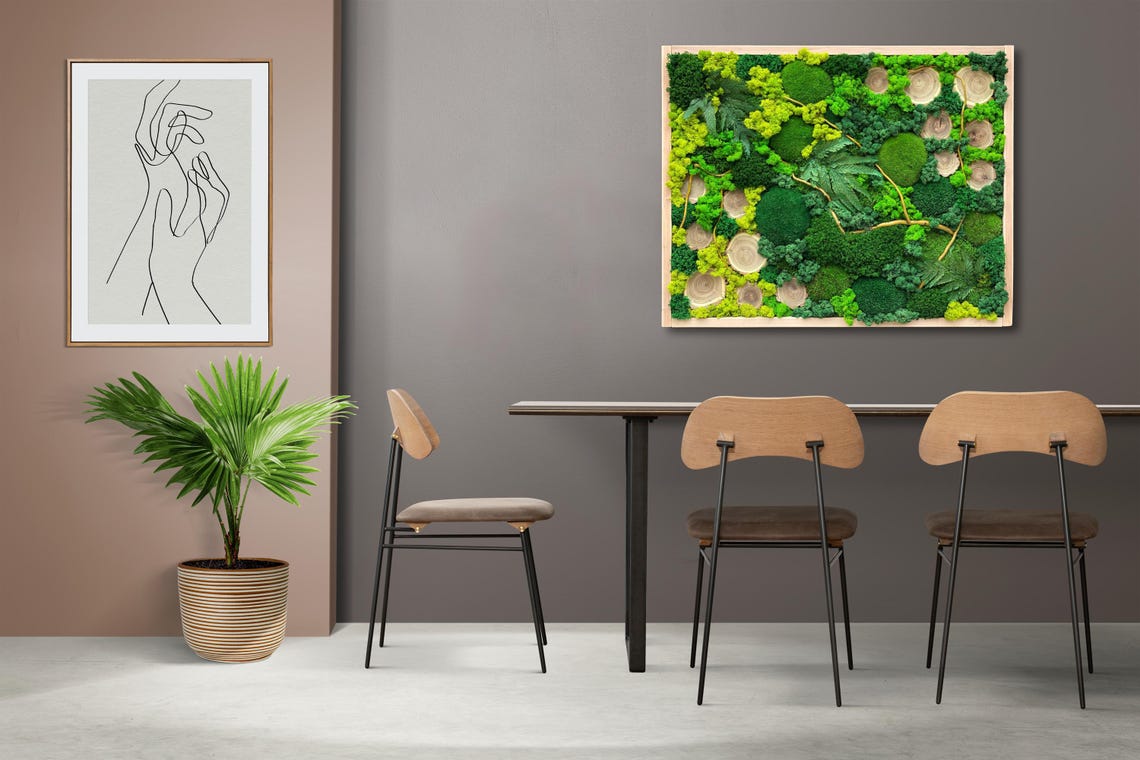Curated visual reference: Fresh Look at Moss Frame Preserved Moss Wall Art Nature Room Decor Eco