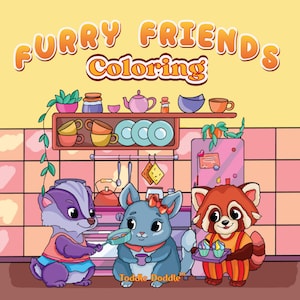 Furry Friends: Coloring Book for Kids and Adults with Cute and Adorable Animals in Simple, Cozy Scenes for Mindfulness and Stress Relief