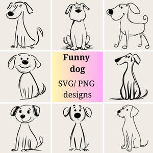 Funny Dog SVG Bundle | Dogs line art SVG | Cute & Silly Dog Clipart | Silly Dog Clipart | Playful Puppy svg png| Funny Pet Illustrations