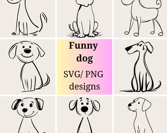 Funny Dog SVG Bundle | Dogs line art SVG | Cute & Silly Dog Clipart | Silly Dog Clipart | Playful Puppy svg png| Funny Pet Illustrations