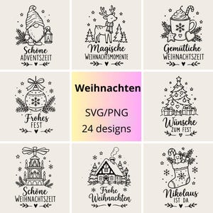 Weihnachten SVG PNG Bundle | Weihnachtsmotive | winterzauber SVG | Glühwein, Rentier und Weihnachtsdeko svg | Plotterdateien für Weihnachten