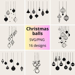 Christmas Balls SVG PNG Bundle: Elegant Holiday Ornament Designs