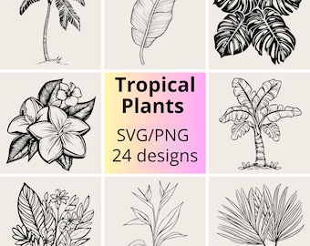 Tropische Pflanze SVG Bundle: Botanisches Clipart Set (Digitaler Download)