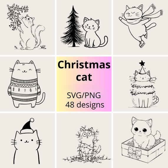 Cute Christmas Cat SVG  Bundle for Cricut & Silhouette