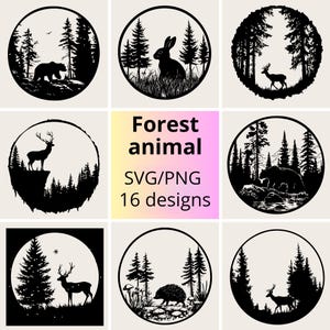 Waldtier SVG Bundle | Waldtier Silhouette svg Set | Forest Wildlife Runde SVG-Pack | Waldkreaturen svg & png Bundle