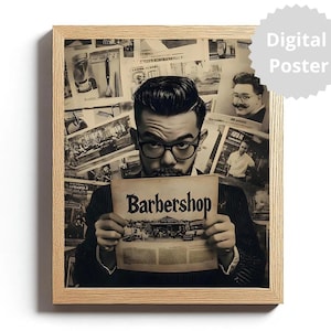 Vintage Barbershop Wall Art | Retro Barber Decor | Vintage Men&#39;s Style Poster | Hipster Barbershop Digital Print | Classic Barbershop Print