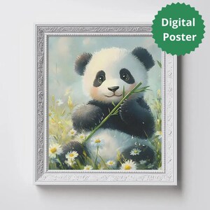 Minimalist Panda Wall Art | Cute Panda Digital Poster | Panda Nursery Wall Art | Panda Printable for Kids Room | Cute Animal Print