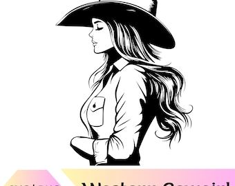 Cowgirl SVG PNG | Western Woman Silhouette | Western Cowgirl Portrait SVG | Country Girl Clipart | Cowgirl Design svg png | Rodeo Woman Art