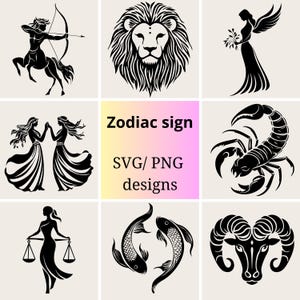 Zodiac Signs SVG PNG Bundle | 12 Astrology png and svg Files |Zodiac Symbols SVG Set | Horoscope Illustrations | Astrology Vector Clipart