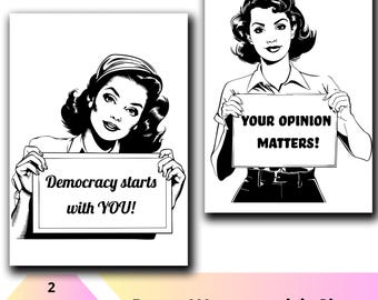 Retro Protest Women SVG | Vintage Feminist svg png | Democracy svg | Retro Feminism  Art for Cricut and Printing | Vintage Activist svg png