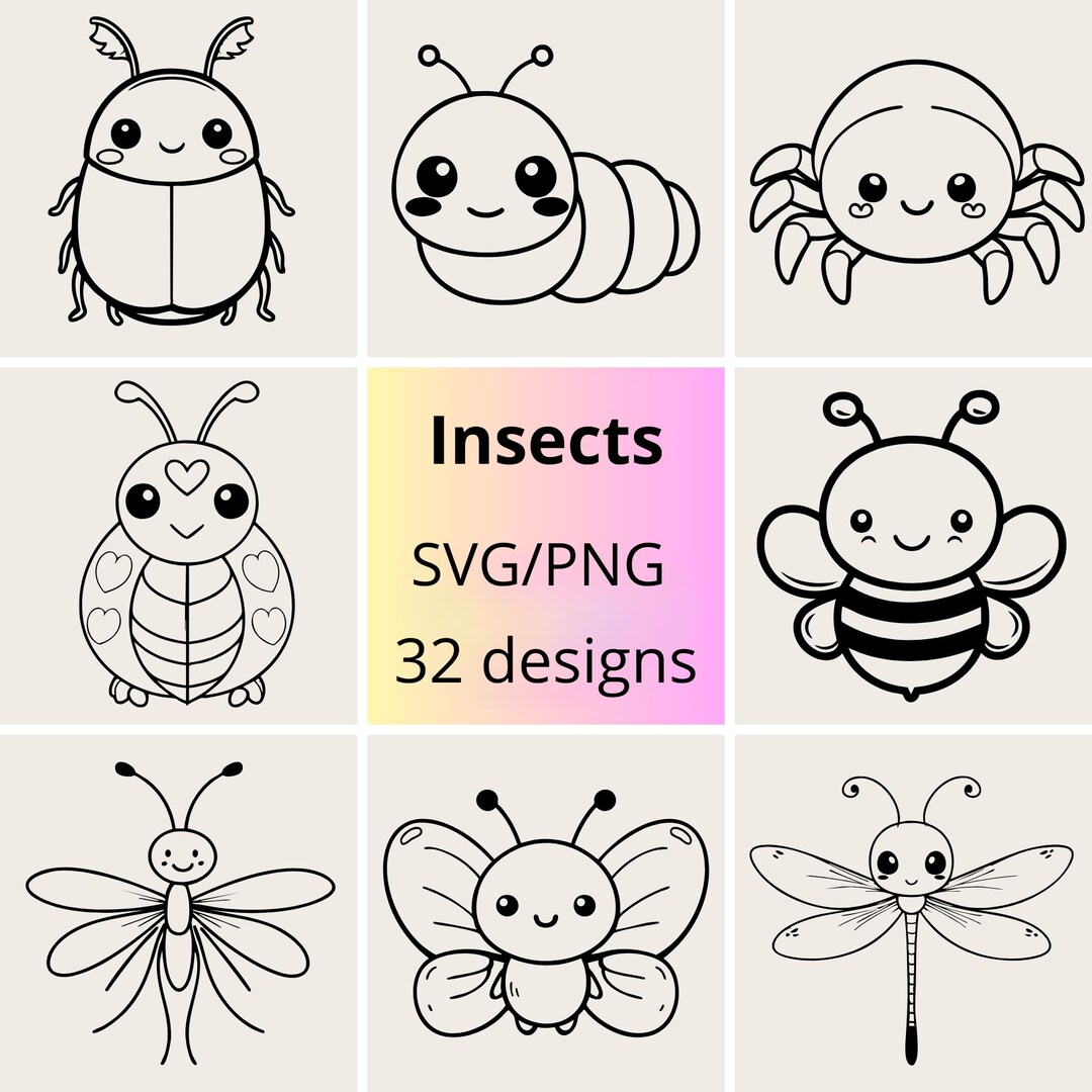 Insects Racing Svg Cute Insects SVG Bundle | Butterfly, Moth, Bug, Dragonfly, Mosquito Svg ...