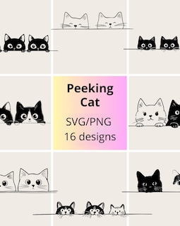 Digital download Peeking Cat SVG & PNG Bundle | Peekaboo Cats svg Clipart Set | Peeking Kitty Designs | Funny Cute Cat Cliparts | Cat Lover vector Bundle By DriftGoldenBloom Designed by DriftGoldenBloom Shop owned by Maryna 1.5 years on Etsy