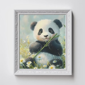 Arte de pared minimalista de panda / Póster digital de panda adorable / Arte de pared de panda para guardería / Panda imprimible para habitación infantil / Estampado de animal adorable