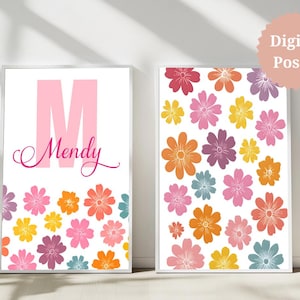 Personalized Floral Name Poster: Custom Nursery Wall Art (Digital Download)