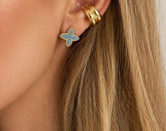 11K Gold Double Ear Cuff, Waterproof Stainless Steel, High-Quality Gold-Plated Faux Piercing, Water-Resistant Jewelry, No Piercing Required | Gift