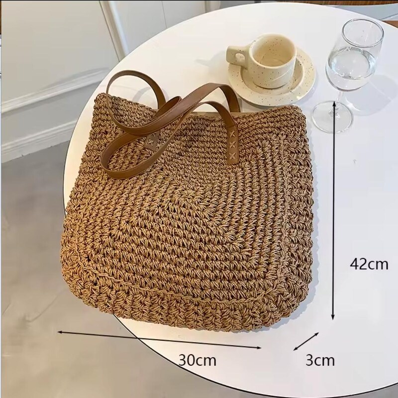 Faux Straw Tote Bag