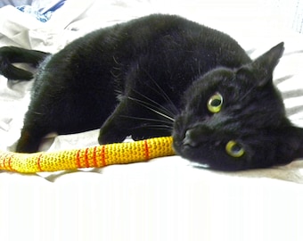 FREE SHIPPING Catopia9, Certified Organic Catnip/Valerian Cat Toy SNAKE, hand-crochet, high quality wool/bamboo yarn.