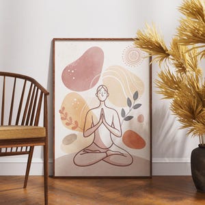Mindfulness Yoga Poster, minimalistische Meditation Wandkunst, Boho Zen Decor, ruhiger Wellness Print, friedliches spirituelles Kunstwerk